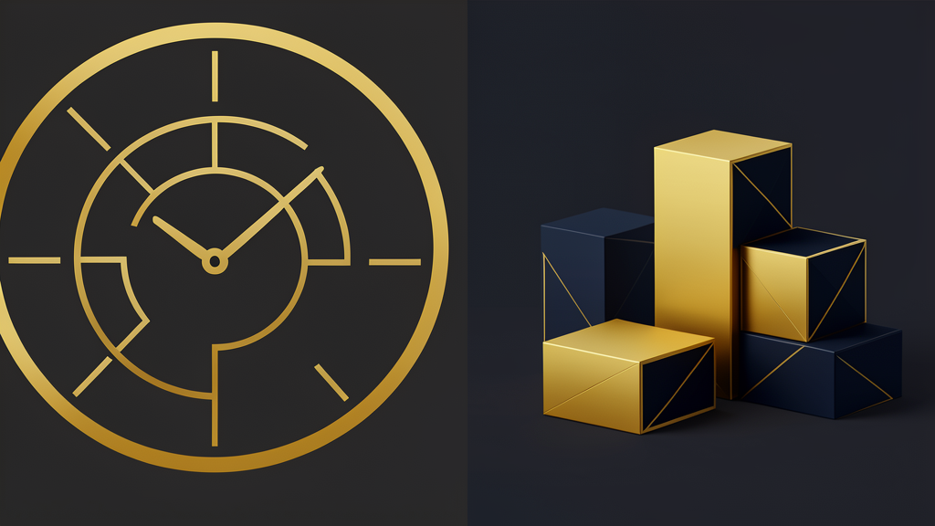 Split comparison of clock and project package balanced on scales